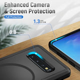 For Samsung Galaxy S10 Plus Case,[Compatible With Magsafe] [Military Grade Drop Tested] Shockproof Magnetic Tough Rugged Protective Phone Case -6.4 Inch (Black)