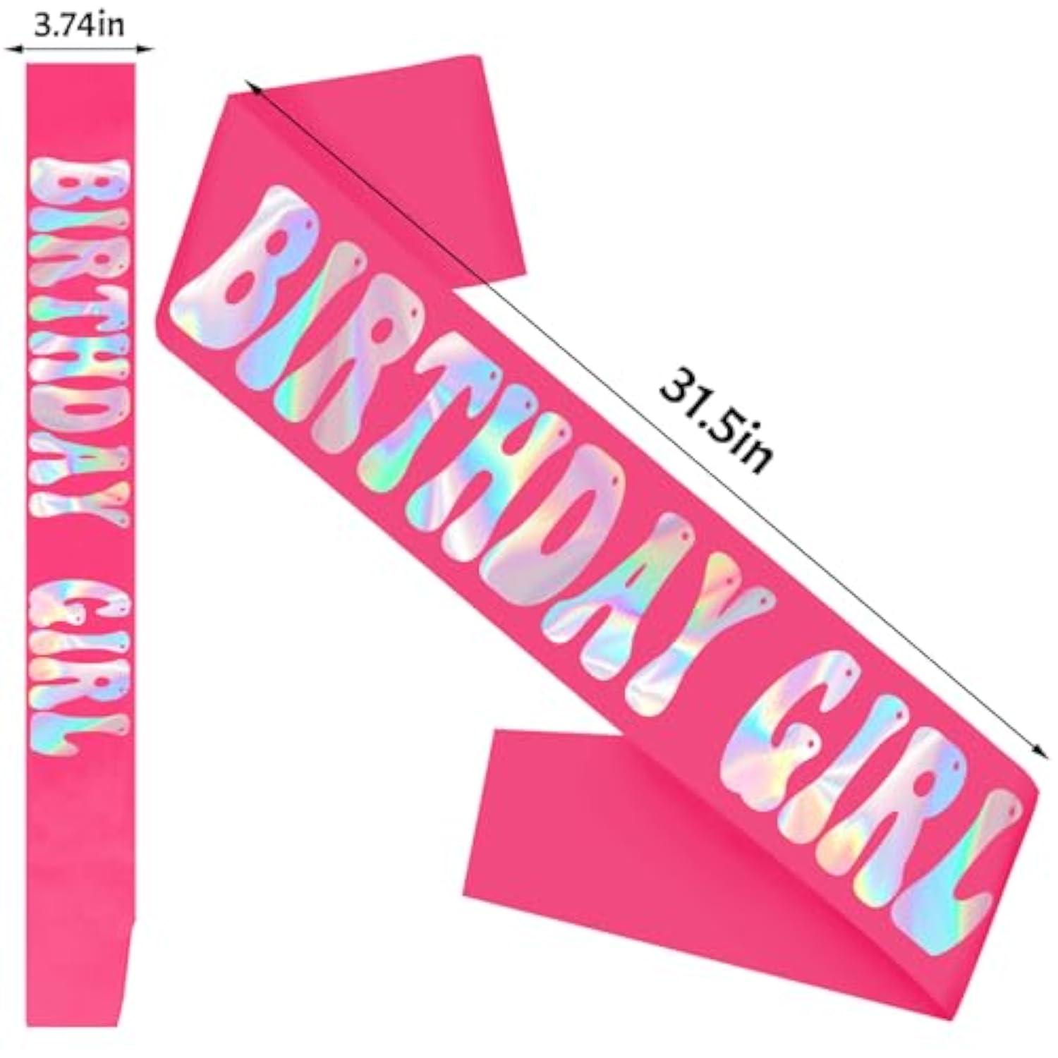Birthday Girl Sash With Iridescent Foil - Hot Pink Birthday Sash For Women - Happy Birthday Sash For Official Teenager Sweet 16, 18Th 21St 30Th 40Th 50Th Or Any Other Bday Party