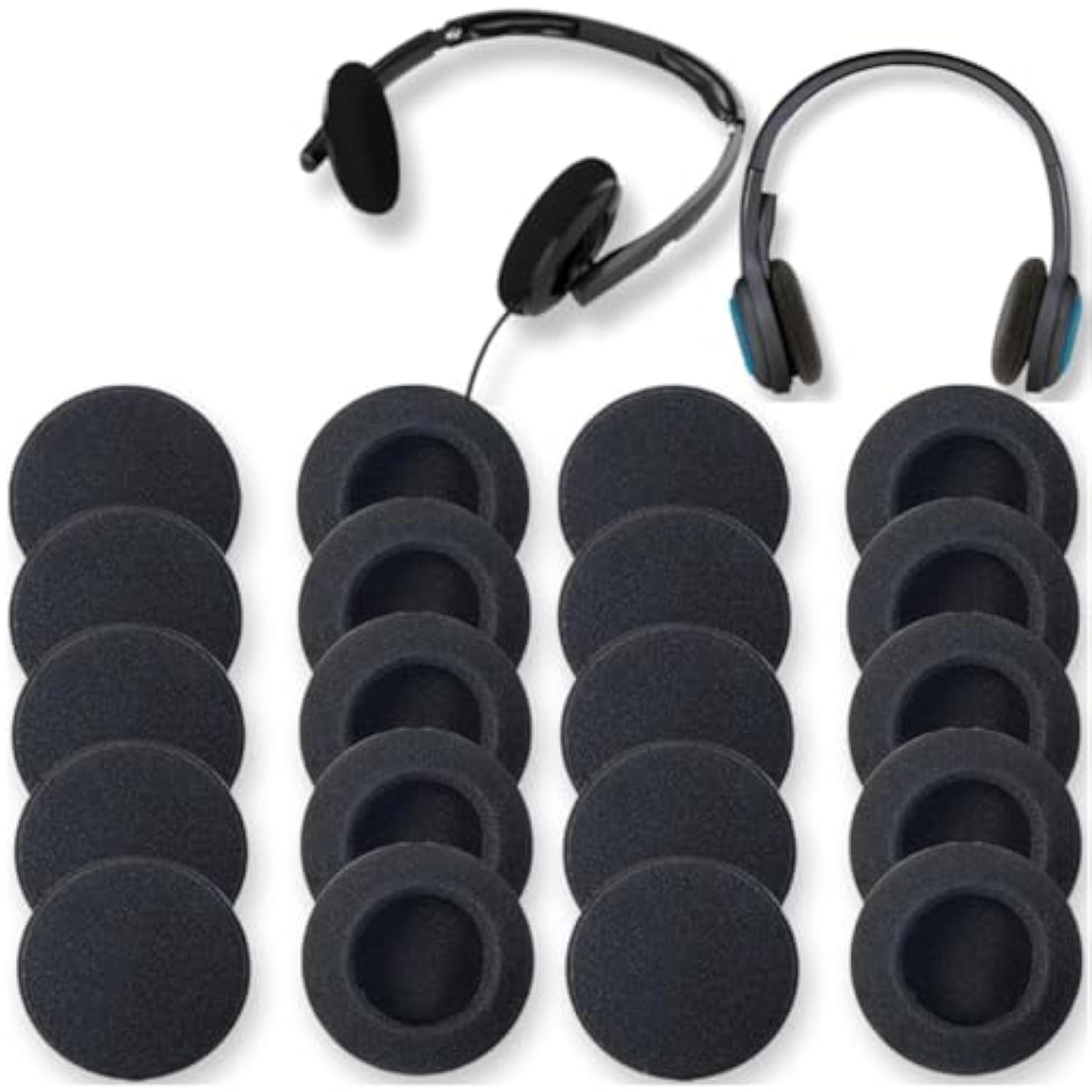 Ear Cushions Foam Replacement For Plantronics Headphones Most Standard Size Office Telephone Headsets H251 H251N H261 H261N H351 H351N H361 H361N Headset Disposable Covers, Black (20Pcs)