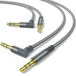 2 Pack Aux Cable, 6.6Ft/2M Trs Auxiliary Cables 90 Degree Right 3.5Mm Nylon Braided 1/8 Aux Cord For Car Compatible With Stereos, Speaker, Ipod Ipad Smartphone, Headphones Sony,Echo Dot,Beats- Grey