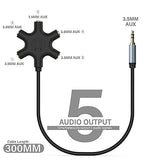 5-Jack Multi-Headphone Audio Splitter Injection Molding - Designed for Up to 5 Devices