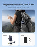 Enercore Power Bank, 10000mAh Fast Charging Portable Charger Built-in 45W Retractable USB-C Cable, Battery Pack for iPhone 16/15 Series, ,