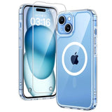 For Iphone 15 Case, [3 In 1] 1X Clear Case [Compatible With Magsafe] With 2X Screen Protector, [15 Ft Grade Drop Protection] Shockproof Slim Phone Case For Iphone 15