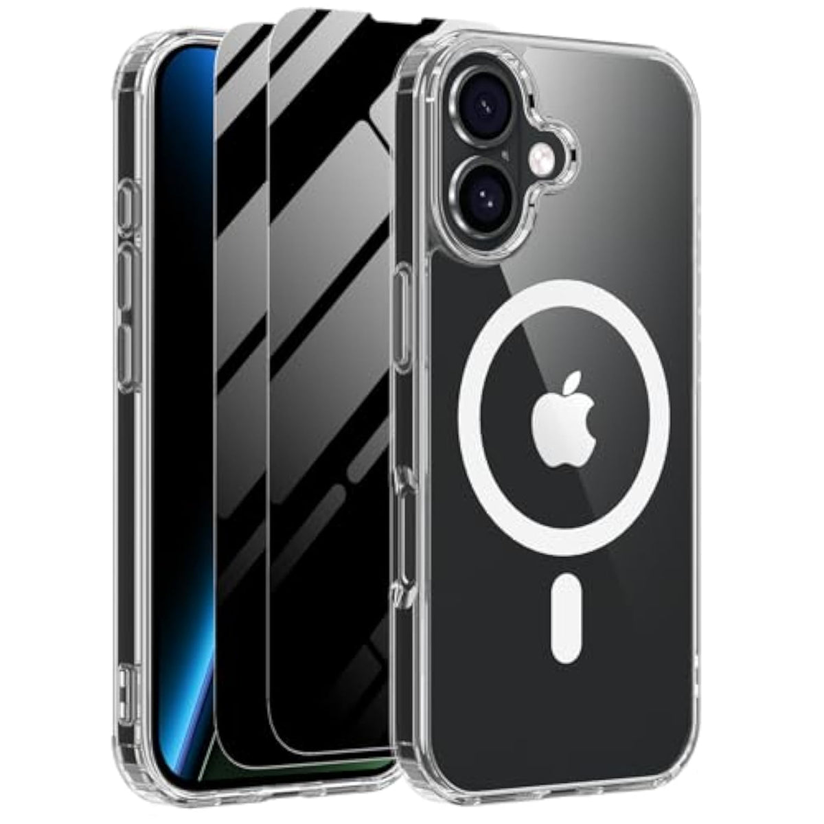 Magnetic Case For Iphone 17 With 2 Privacy Screen Protector [Compatible With Magsafe],Non-Yellowing Shockproof Protective Phone Case For Iphone 17,Transparent