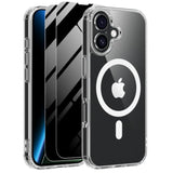 Magnetic Case For Iphone 17 With 2 Privacy Screen Protector [Compatible With Magsafe],Non-Yellowing Shockproof Protective Phone Case For Iphone 17,Transparent
