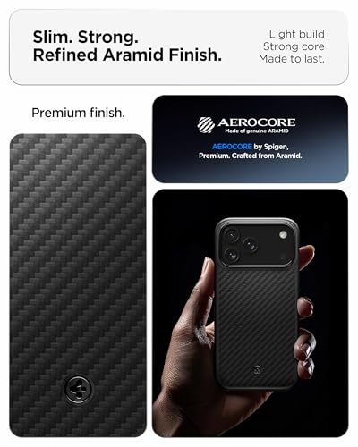 Spigen for iPhone 17 Pro Max Case, Enzo Aramid T [1500D Genuine Aramid Fiber] [Camera Control Button Protection] [Compatible with MagSafe] - Black