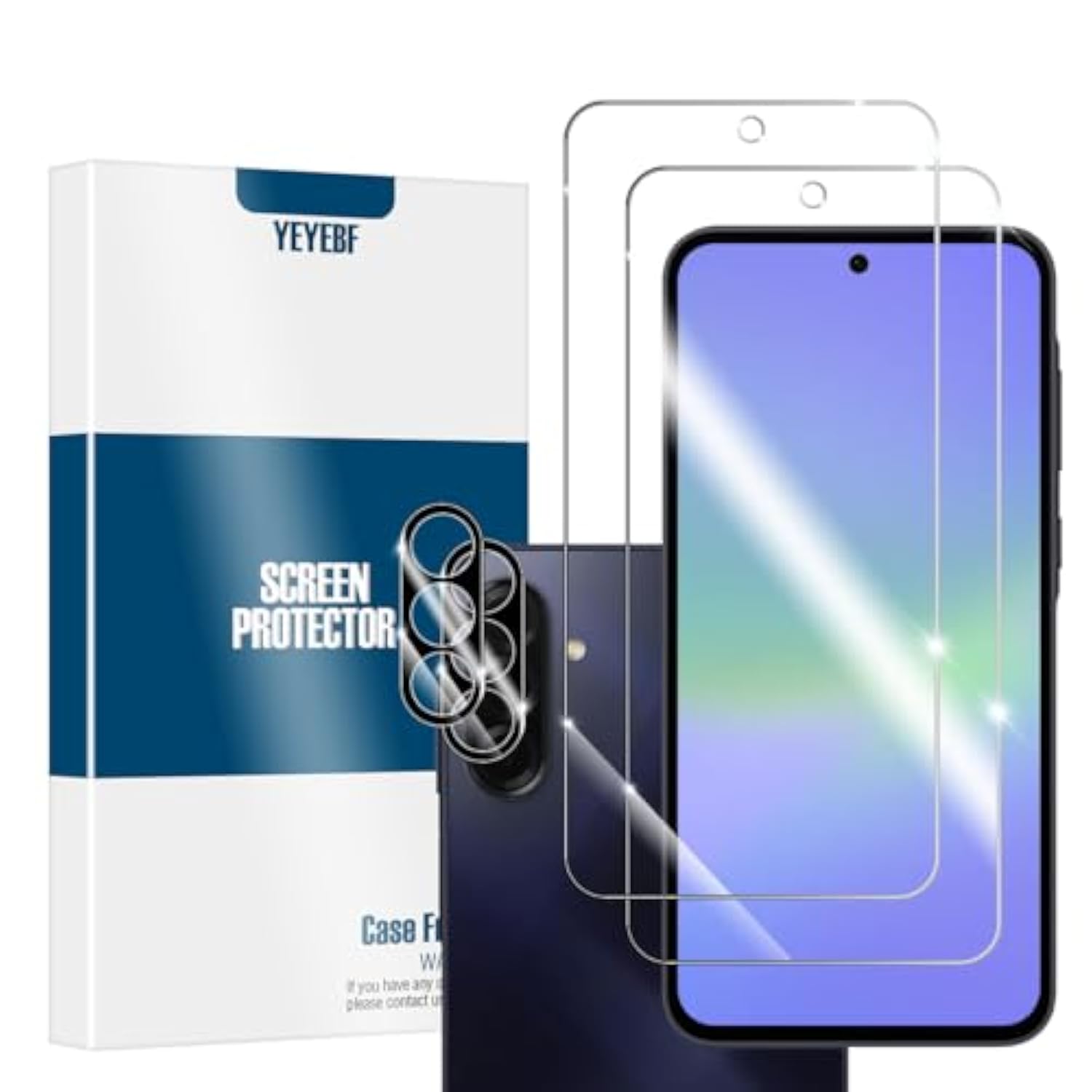 Galaxy A36 Hd Clear Tempered Glass Screen Protector + Camera Lens Protectors, [2+2 Pack] [3D Glass] [Anti-Glare] [Bubble-Free] Screen Protector Glass For Samsung Galaxy A36