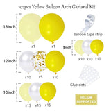 102pcs Yellow Balloon Garland Kit with White & Gold Confetti for Party Decor