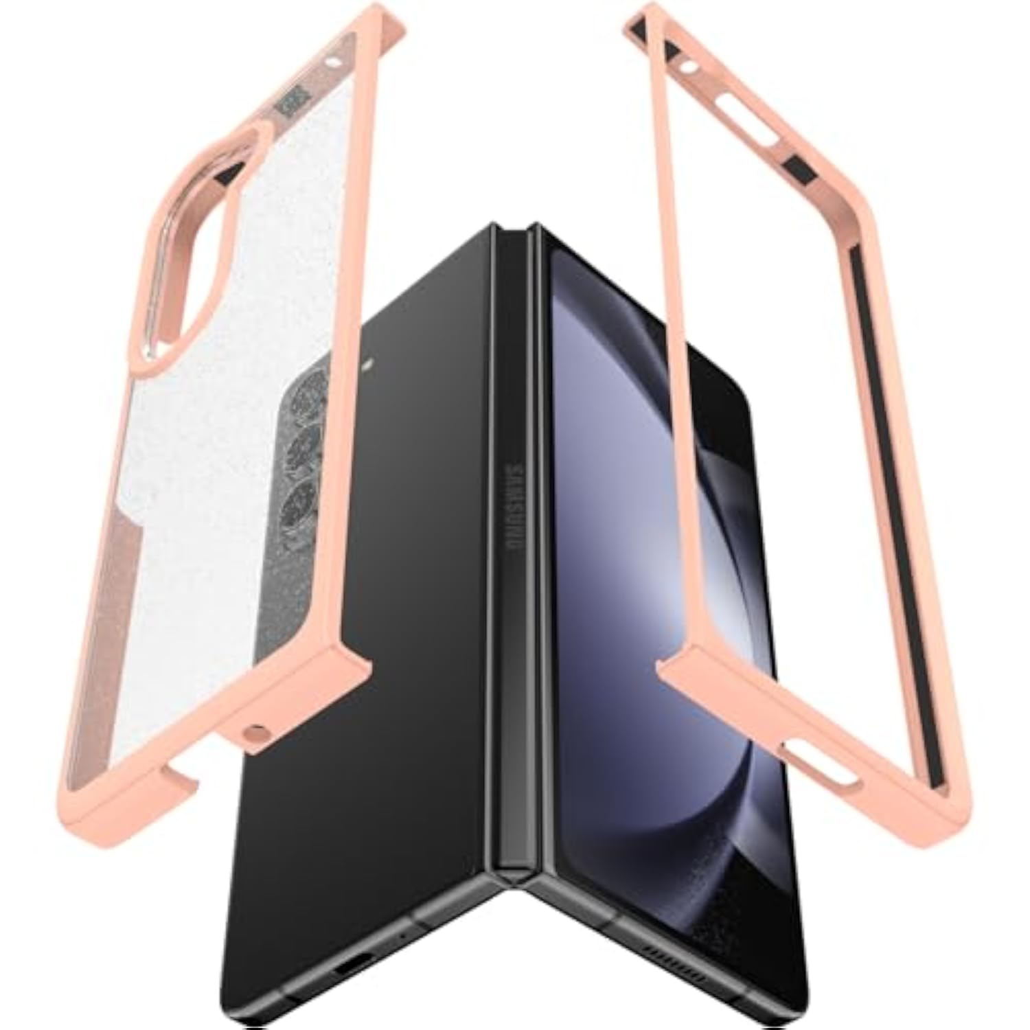 Peach and Clear OtterBox Galaxy Z Fold5 Thin Flex Series Phone Case