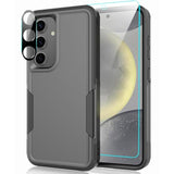 Designed For Samsung Galaxy S24 Case With Tempered Glass Screen Protector & Camera Lens Protector,Heavy-Duty Tough Rugged Slim Shockproof Phone Case For Galaxy S24 (6.2", 2024) [Black]