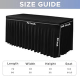 2 Pack Black Stretch Spandex Table Skirts (72x30") for 6 Ft Tables Party/Banquet
