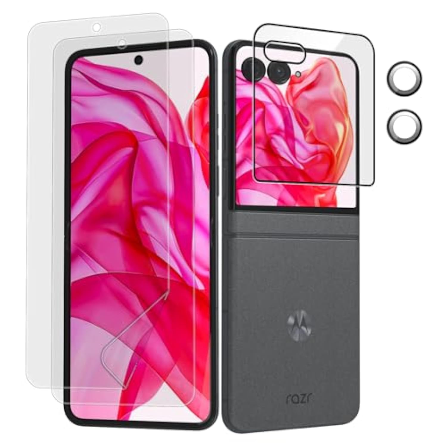 For Motorola Razr Plus Ultra 2025/ Razr Plus 2024 Screen Protector, 2 Pack Soft Tpu Screen Protector + 1 Pack Front Screen Protector + 2 Pcs Metal Camera Lens Protector, Anti-Scratch, Case Friendly