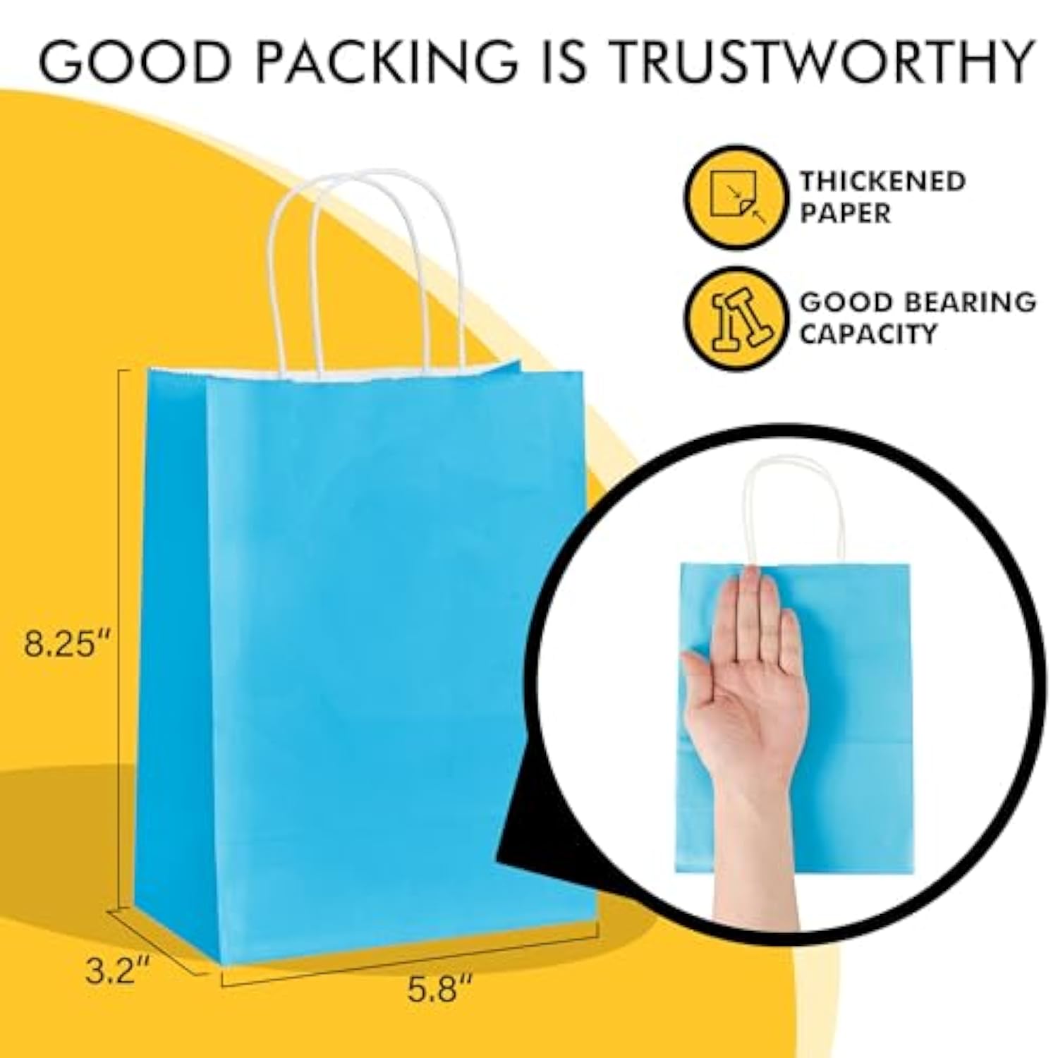 32 Pack Small Paper Gift Bags With Handles, 5.8"×3.2"×8.25" Kraft Paper Party Favor Bags Bulk For Kids Birthday, Baby Shower, Crafts, Wedding, Party Supplies (8 Colors)