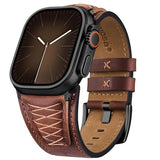 Leather Band Compatible with  Watch Ultra 3/2/1 Band 49mm 46mm 45mm 44mm 42mm Men, Top Grain Leather Replacement Strap for iWatch series 11 10 9
