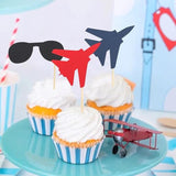 Fighter Party Cupcake Toppers Airplane/Military Theme Decor for Birthdays/Retirement