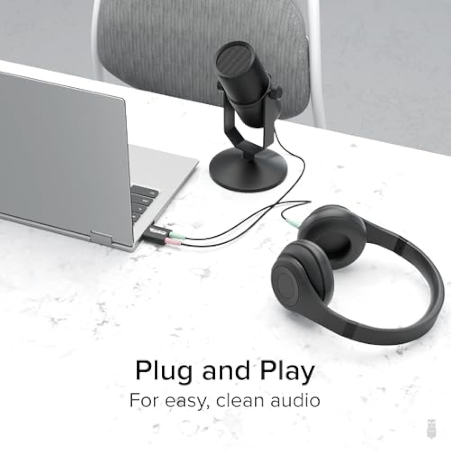 Usb Audio Adapter With 3.5Mm Speaker-Headphone And Microphone Jack, Add An External Stereo Sound Card To Any Pc, Compatible With Windows, Mac, And Linux - Driverless