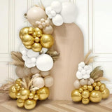 100Pcs White Gold Balloons 12In White Sand Metallic Latex Boho Party Decor