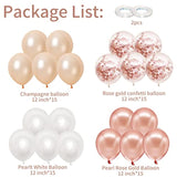 Rose Gold Balloons, 60Pcs 12Inch Rose Gold White Champagne Latex Balloon Confetti Balloons With Ribbon For Wedding, Baby Shower, Birthday, Engagement, Bridal Shower, Princess Party
