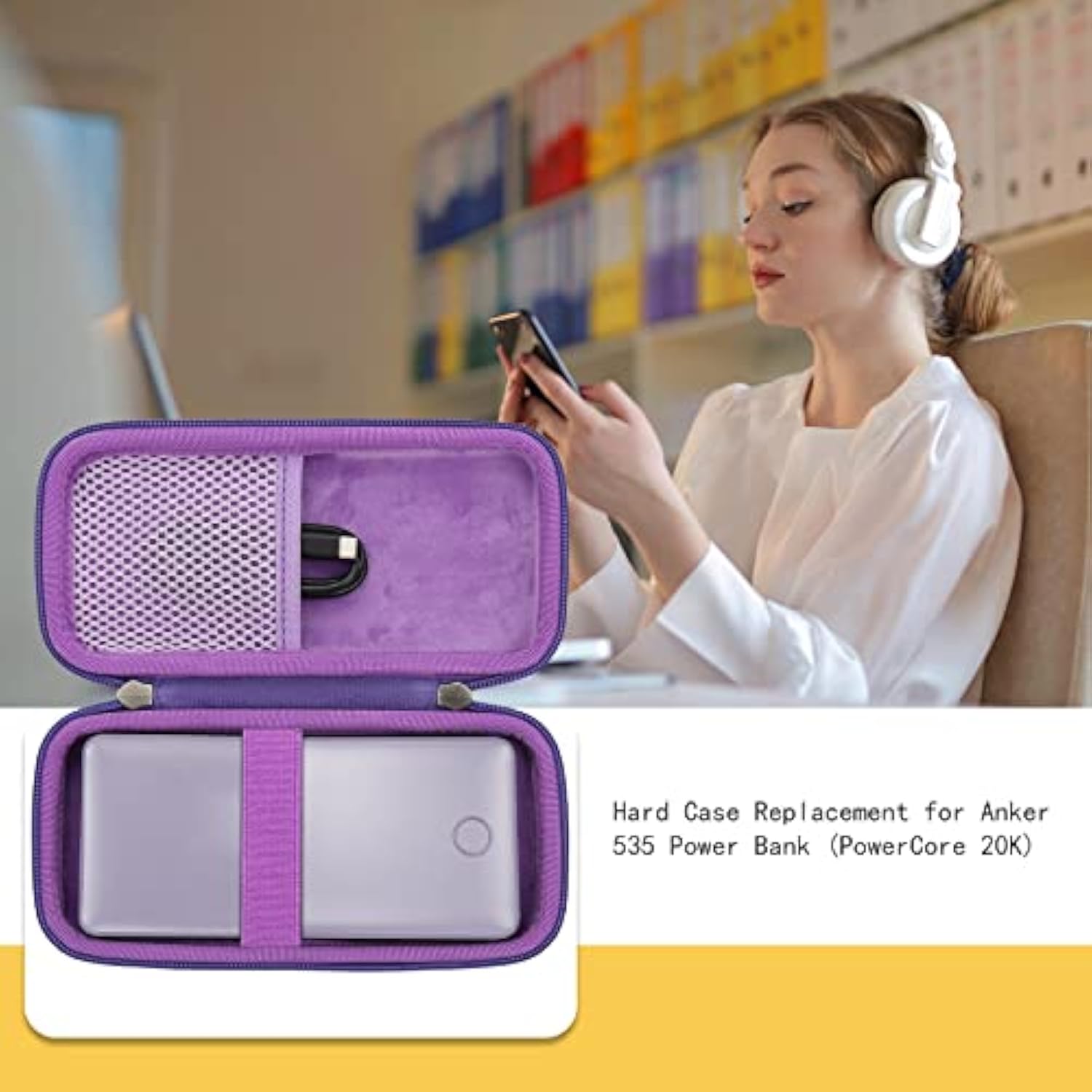 Hard Travel Case Replacement For Anker 325/535 Power Bank Powercore 20K Portable Charger 20000Mah, Case Only (Purple)