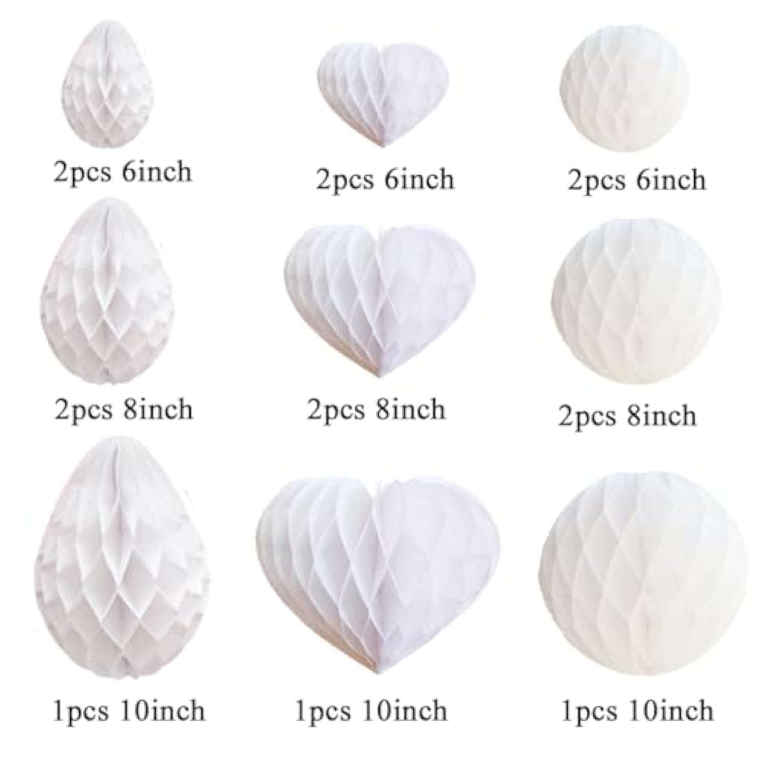 Party Decorations Hanging Paper 15Pcs Honeycomb Balls For Nursery, Baby Shower, Birthday, Wedding?Christmas? Graduation (15 Pieces White Set)