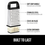 Xl 4-Sided Cheese Grater With Container, 100% Bpa-Free Stainless Steel Box Graters, Parmesan Shredder, Grate Cheeses, Shred Veggies, Slip Resistant Handle, Dishwasher Safe Zester, Black