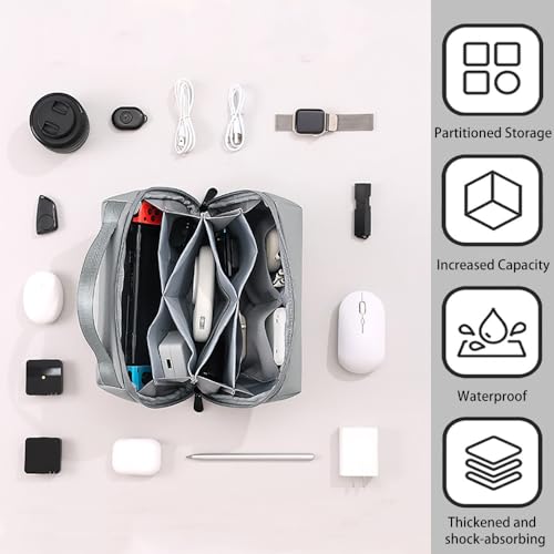 Electronic Organizer Accessory Cable Organiser Bag Water-Resistant Travel Essentials Tech Pouch For Charger, Cables, Hard Drive, Power Bank, Memory Card (Black)