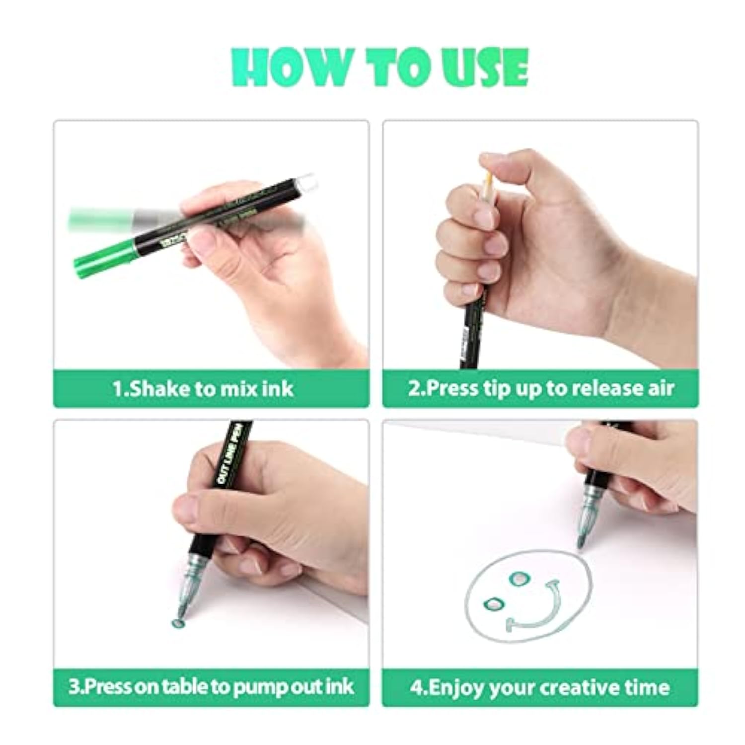 Shimmer Marker Set,Outline Pens Shimmer Markers Pens,Apply To Gift Card Writing Drawing Pens For Card Writing,Birthday Greeting Card,Painting,Diy Art Crafts,Christmas Gifts?12 Colors?