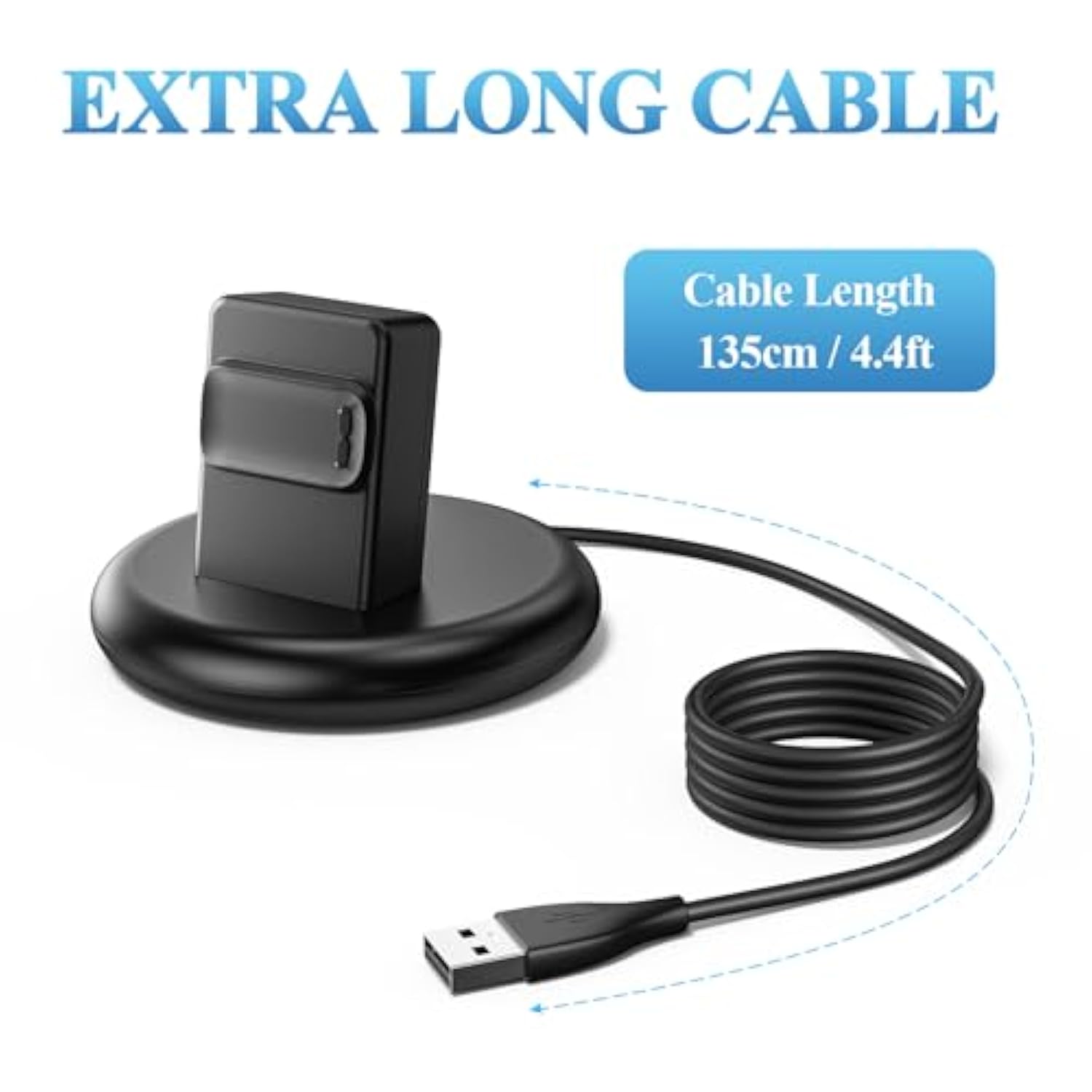 Charger Stand For Fitbit Charge 6/5 & Luxe, Magnetic Dock With 4.4Ft Usb Cable, Fast-Charging Accessory With Stable Base For Fitbit Charge 6 / Charge 5 / Luxe Smartwatch (Black)