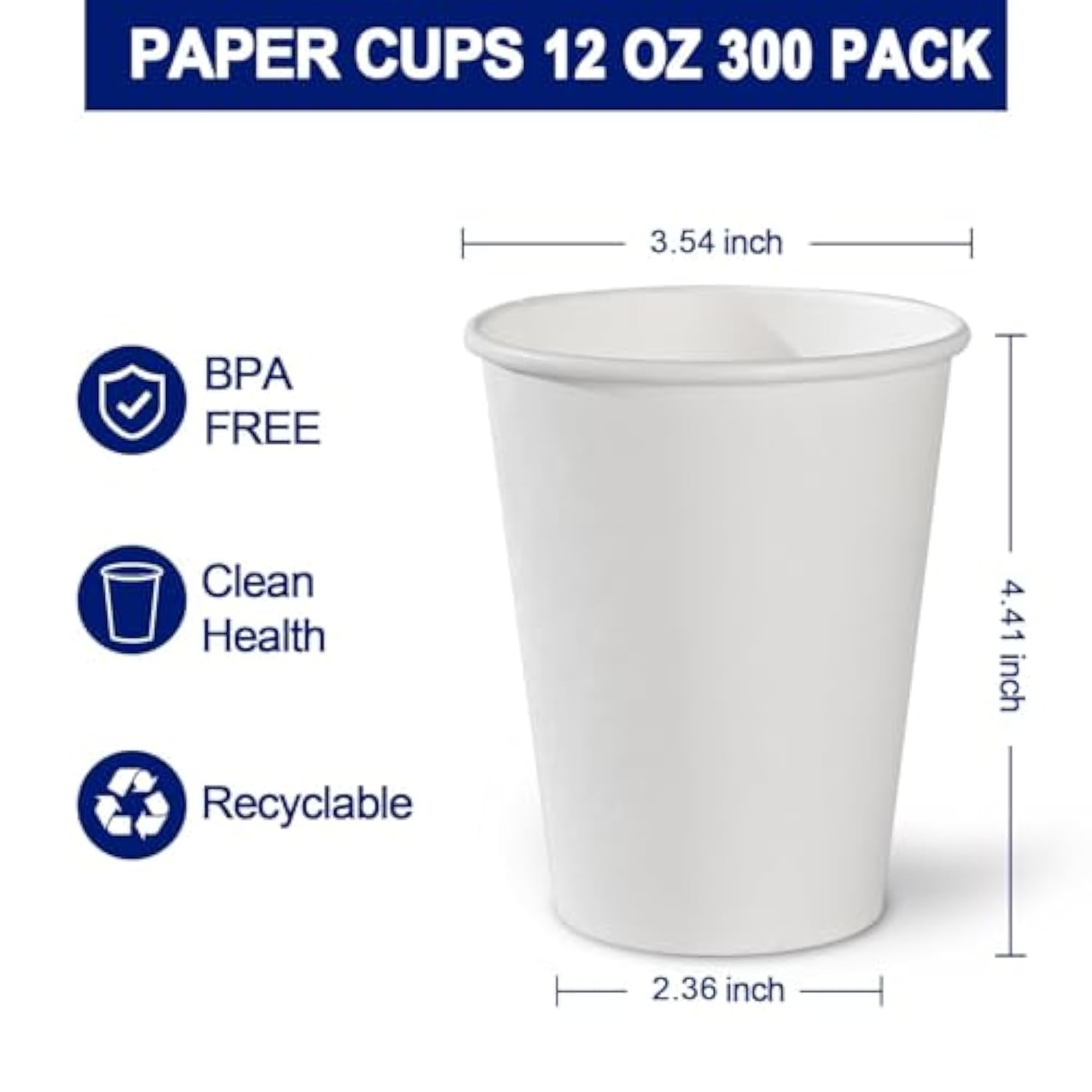 300ct 12oz Disposable White Paper Coffee Cups for Hot or Cold Drinks