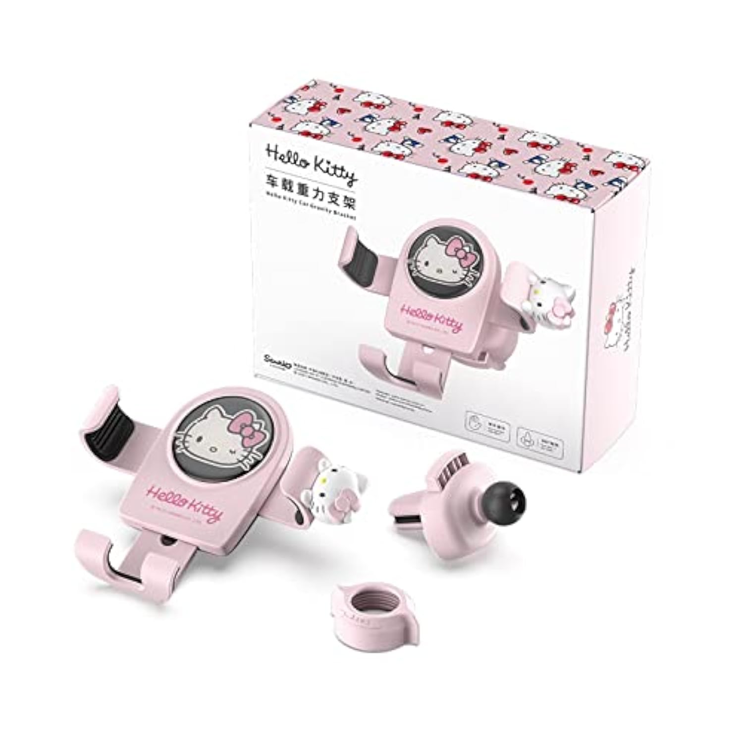 Cute Phone Mount For Car, Pink Cat Air Vent Clip Car Phone Holder Mount Fit For All Cell Phone, Pretty Car Accessories For Women And Girls