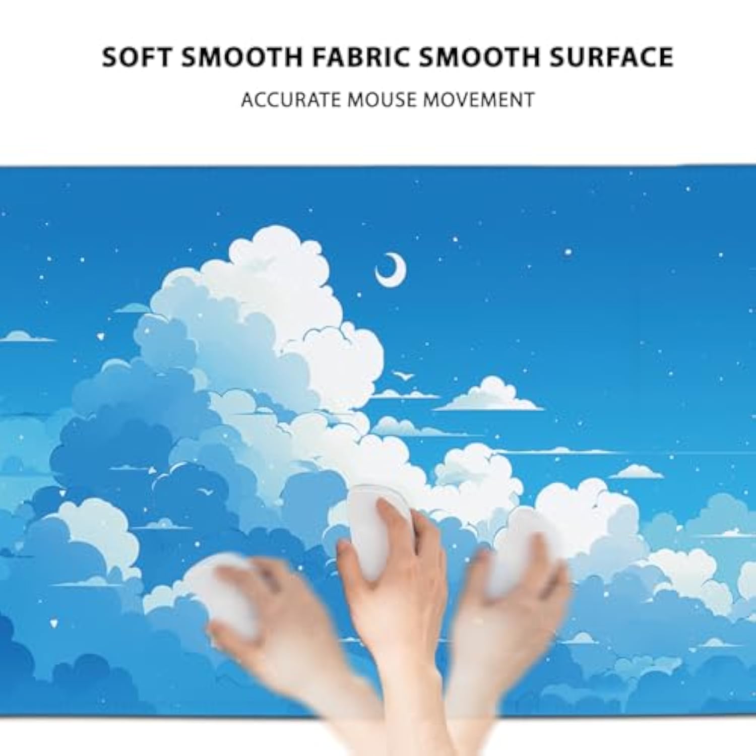 Cloud Gaming Mouse Pads Extra Large, Cloud Aesthetics Mousepad With Non Slip Base Stitched Edges, Extended Desk Mats For Computer Laptop Decor, Blue Sky Keyboard Pad For Home Office 15.7”X 35.4” Xxl
