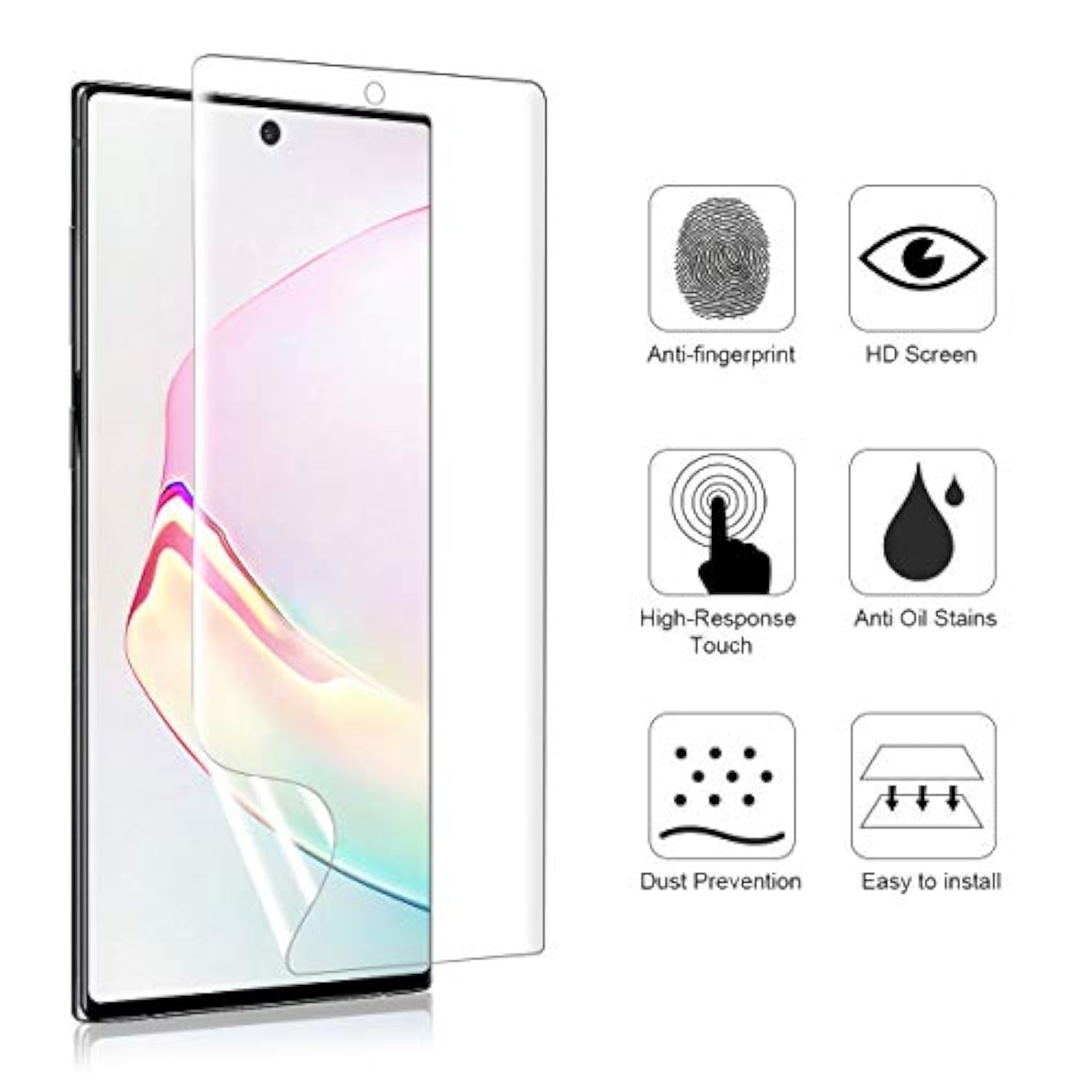 (3 Pack) Tpu Screen Protector Compatible For Samsung Galaxy Note 10 Plus 10+ 5G (2019) High Definition Edge To Edge (Full Coverage) Anti-Scratch Bubble-Free