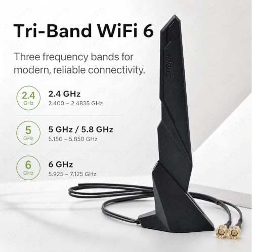 Wifi 6 6E 2T2R 2.4G/5G/6G Dual Band Magnetic Base With 3.28Ft Extension Cable Replacement For Pc Desktop Computer Motherboard Antenna Pci-E Wireless Network Cards Wi-Fi Router Wi Fi 6E Antenna