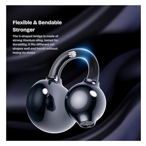 ABO16 Clip On Earbuds, Lightweight Open Ear Clip Wireless Earbuds, Bluetooth 5.4, Hi-Fi Stereo, 28-Hour Battery, LED Display, for Running, Workouts