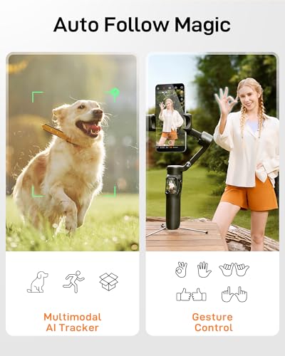 iSteady V3 Ultra Gimbal Stabilizer for iPhone, Phone Gimbal with AI Auto Tracking, Detachable Touchscreen Remote, Built-in Extension Rod, Tripod,