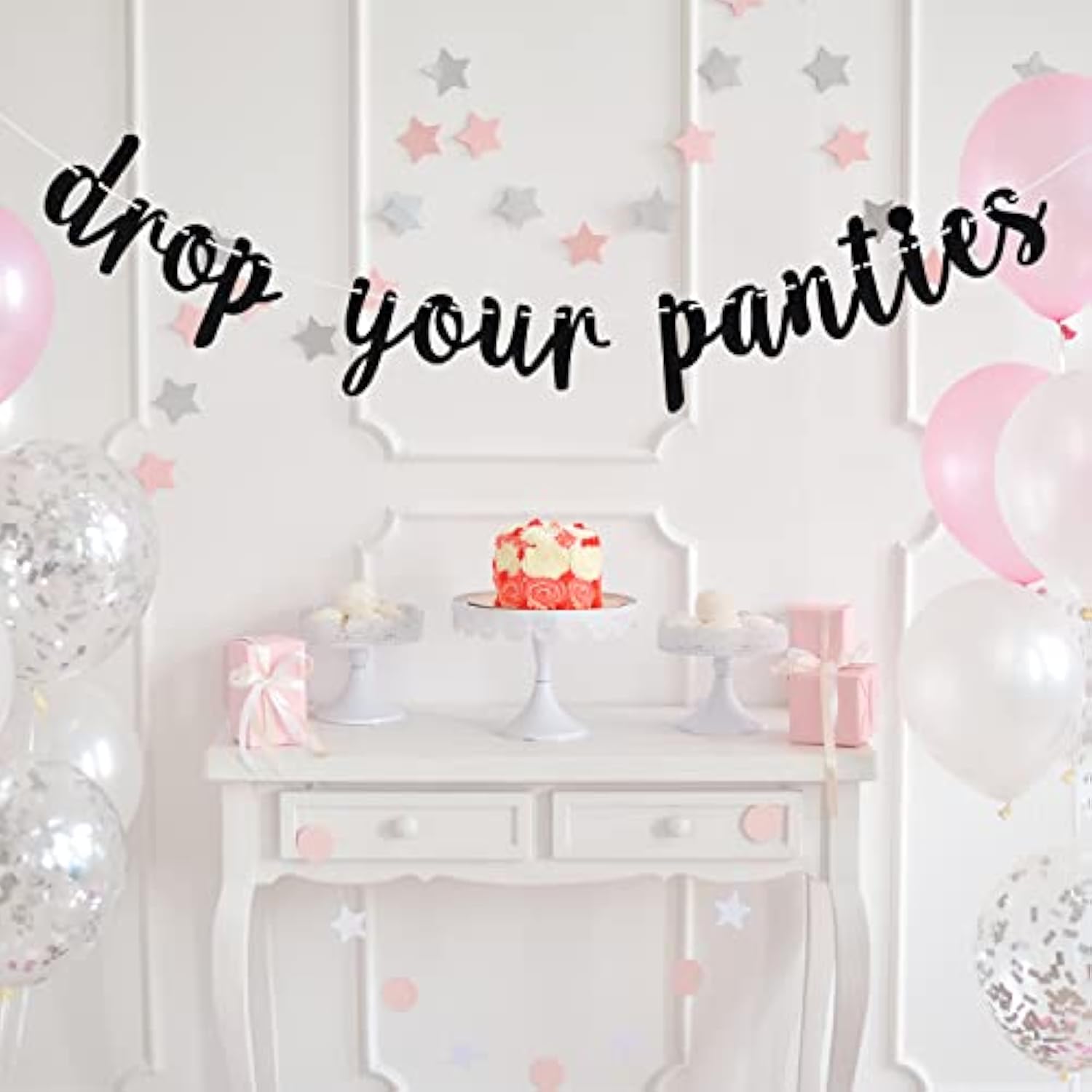 Black Glitter Drop Your Panties Banner Lingerie Shower Wedding Bachelorette Decor