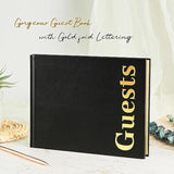 Guest Book: Premuim Keepsake For Life'S Special Events - Sign In Book For Wedding Reception, Baby Shower, Funeral And Birthday Party - 100 Pages, Leather'S Cover, Gold Foil (Black, 7" X10?)