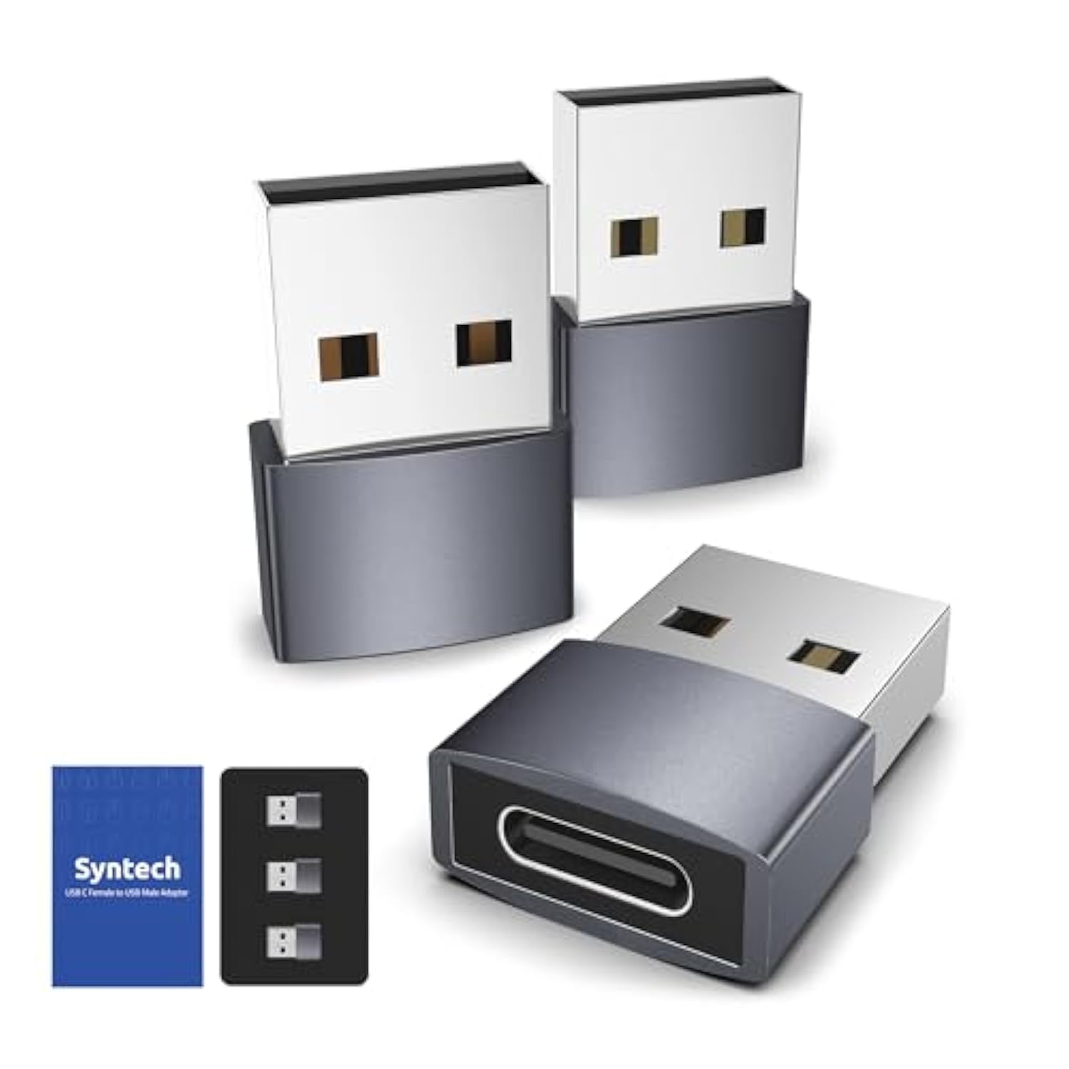 Usb C Female To Usb Male Adapter Pack Of 3 [Travel Must Haves, Aluminum] Usb C To Usb Adapter, Type C Charger Cable Power Converter Compatible With Iphone 15 Apple Watch Airpods Carplay, Etc.