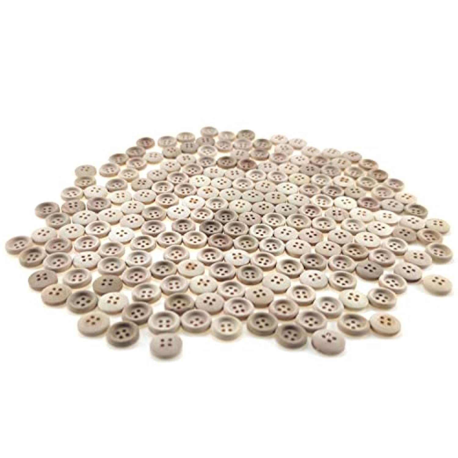 200 Pcs 15Mm 0.6 Inch Round Wooden Buttons With 4 Holes Wood Sewing Bu