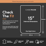 Real Leather Laptop Sleeve For Macbook Pro & Air Fits 13, 14, 15 & 16 Inch - Genuine Full Grain Leather With Soft Wool Lining (15 Inch - Air M2/M3)