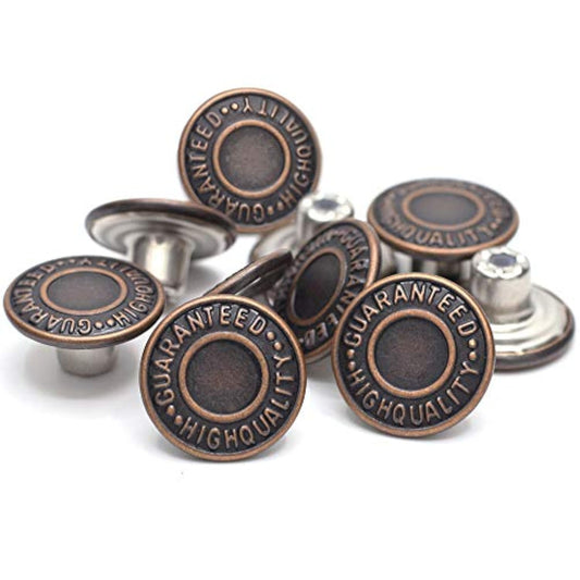 17Mm Brass Jeans Buttons, No Sew Metal Buttons Tack Buttons Replacemen