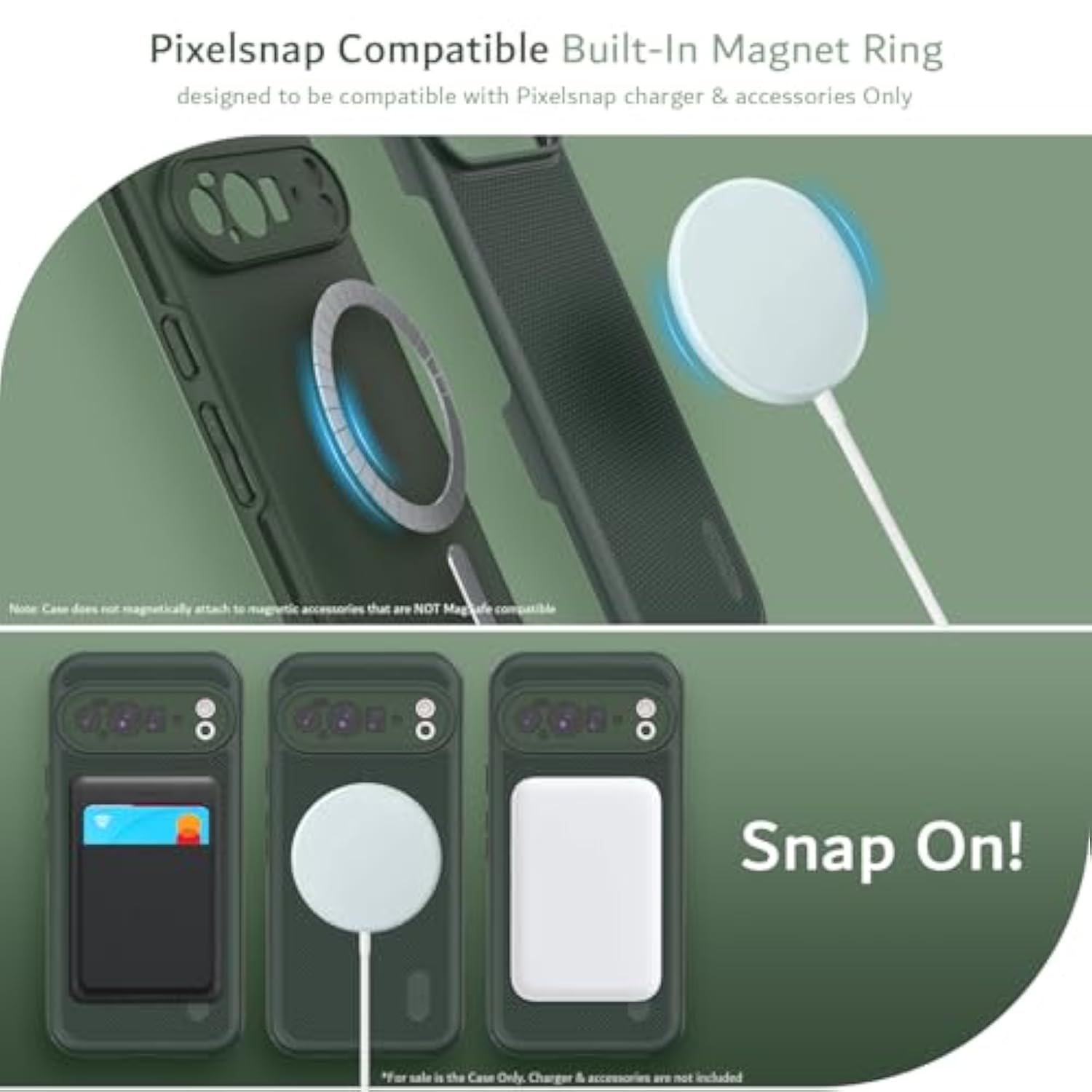 TUDIA MergeGrip [Compatible with Magsafe & Pixelsnap] for Google Pixel 10 Pro XL Case 2025, [Military Grade] Dual-Layer Shockproof Slim Non-Slip Heavy Duty Protective Phone Cases – Pine Green