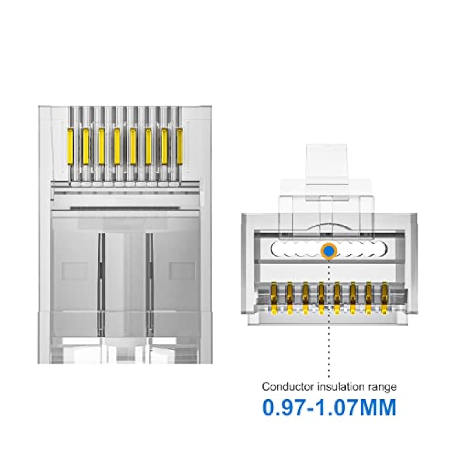100 Pack Rj45 Cat6 Pass Through Connectors, Ethernet Cable Crimp Connectors Ut