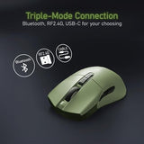 Irocks M31R Wireless Gaming Mouse, Triple Mode 2.4G/ Bluetooth/Usb-C Detachable Cable Gaming Mouse, Kailh Gm8.0 Mouse Switches, Advanced Pixart Paw3395 Optical Sensor, Up To 26,000 Dpi - Olive Green