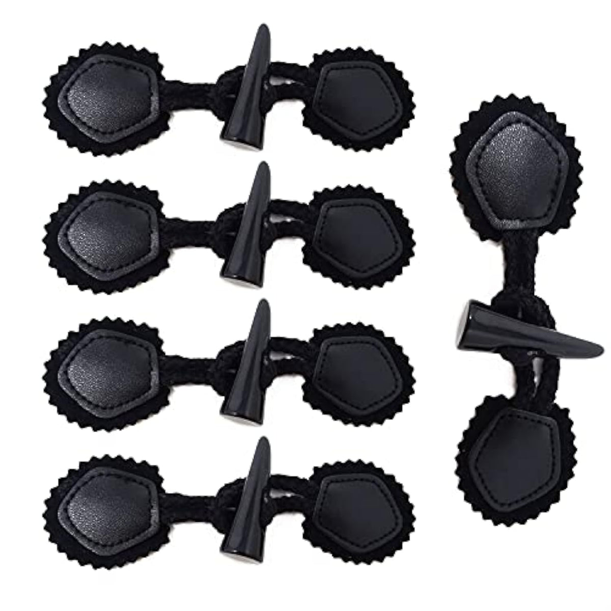 5 Sets Leather Sew-On Toggles Closures With Resin Horn Button Sewing A
