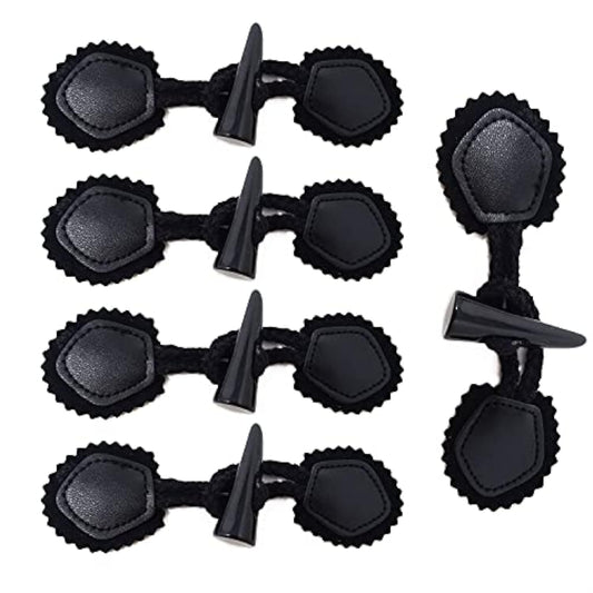 5 Sets Leather Sew-On Toggles Closures With Resin Horn Button Sewing A