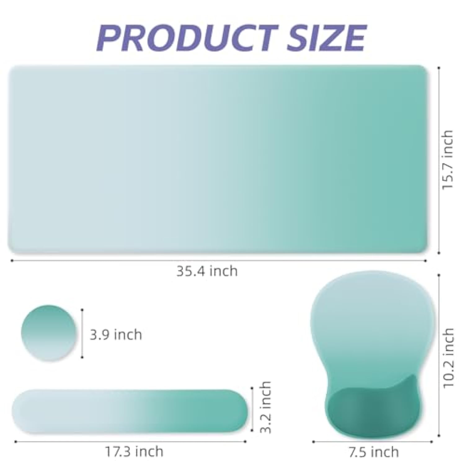 Mouse Pad Set,Desk Writing Pad With Wrist Rest, Ergonomic Wrist Support Mouse Pad, Keyboard Wrist Rest, Cup Coaster For Gaming Working Home Office (Green)