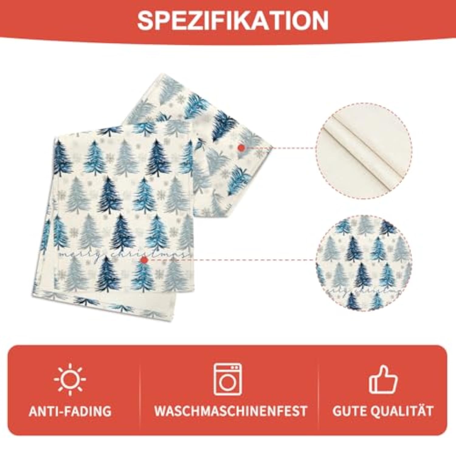 Xmas Trees Snowflake Christmas Table Runner, Seasonal Winter Blue Kitchen Dining Table Decoration For Home Party Decor 13X72 Inch