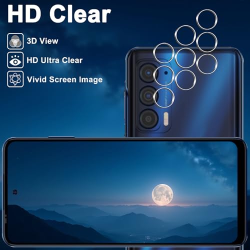 [3+3 Pack] Designed for Motorola Edge 2021 / Motorola Edge 5G UW 2021 Screen Protector + Camera Lens Protector, 9H Hardness, Anti Scratch, Easy