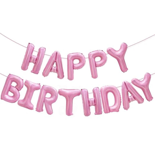 Pink Happy Birthday Balloon Banner Decorations 16 Inch For Women Girls Party